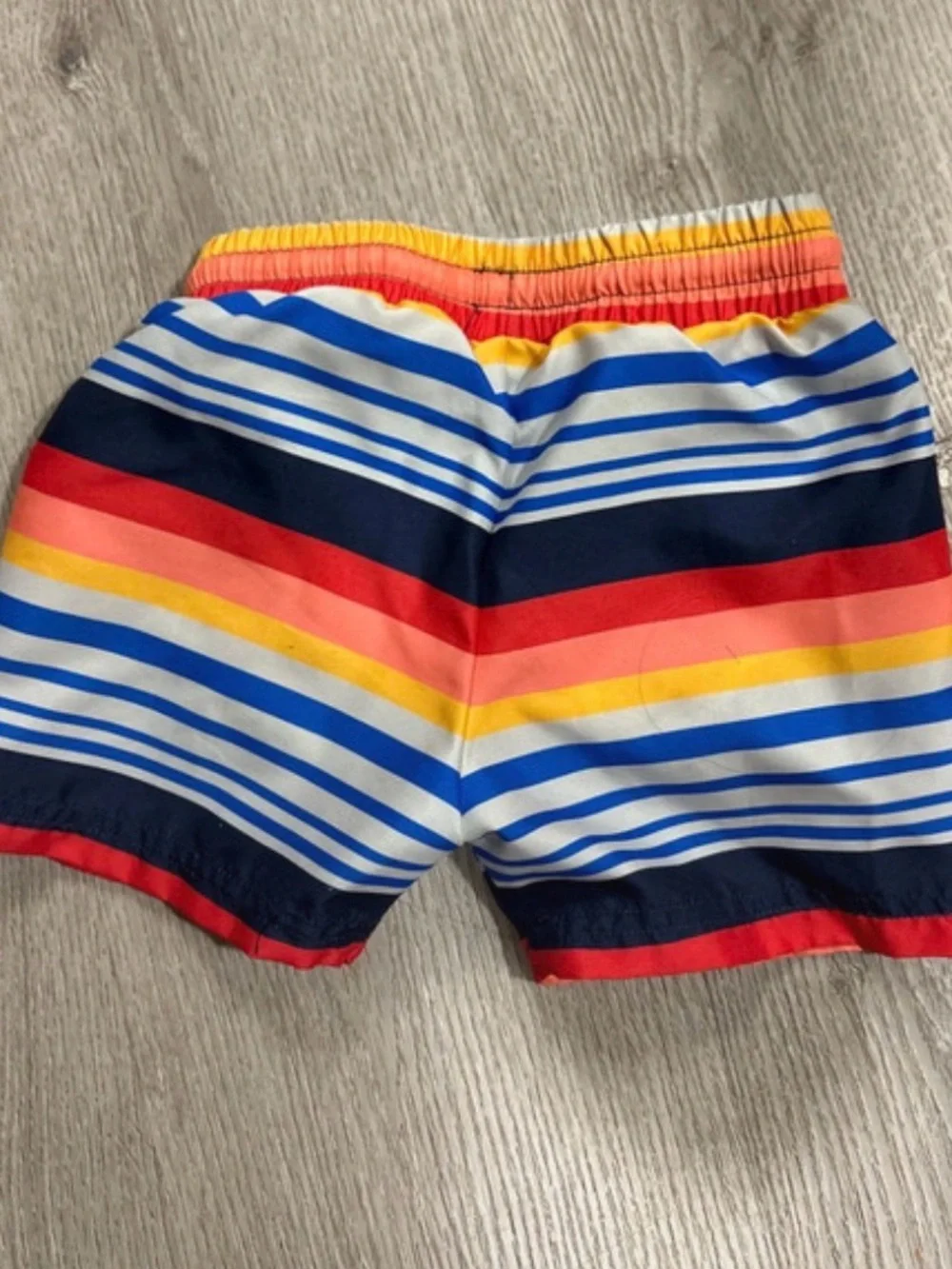 Kids Striped Swim Shorts in Blue, Red & Yellow